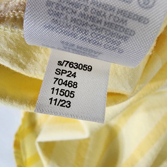 LOFT Womens Striped Tunic Shirt Poplin Oversized Pocket Yellow Button Size XL - Picture 9 of 9
